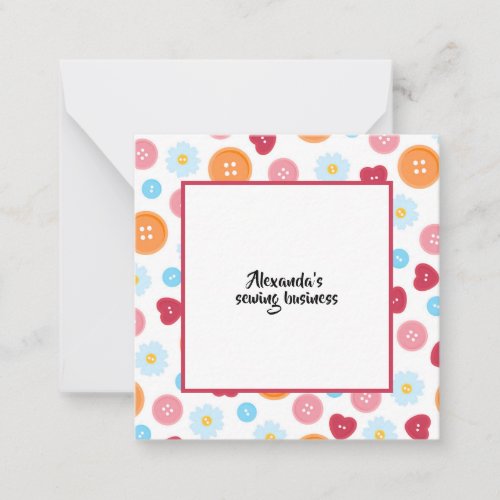 Personalized sewing Button Pattern Craft Note Card