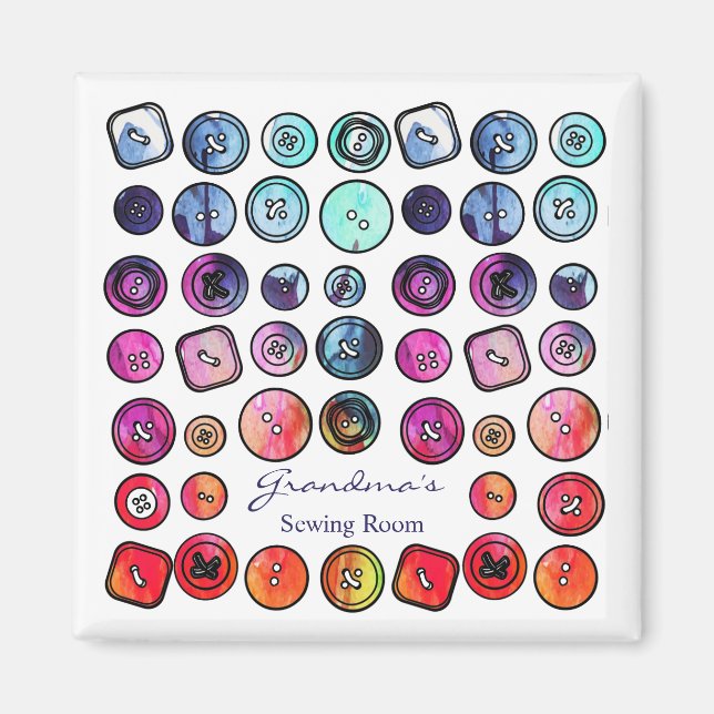 Personalized Sewing Buttons Magnet (Front)
