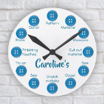 Personalized Sewing Gift For Seamstress Funny Round Clock at Zazzle