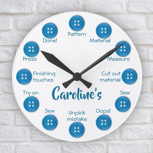 Personalized sewing gift for seamstress funny round clock