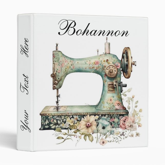 Personalized Sewing Machine 3 Ring Binder (Front/Spine)
