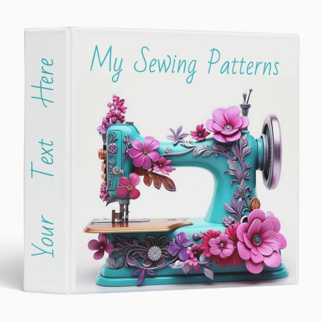 Personalized Sewing Machine 3 Ring Binder (Front/Spine)