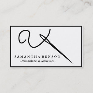 Personalized Sewing Needle Thread Seamstress Business Card