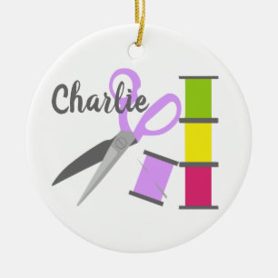 Personalized Sewing Notions Ceramic Ornament