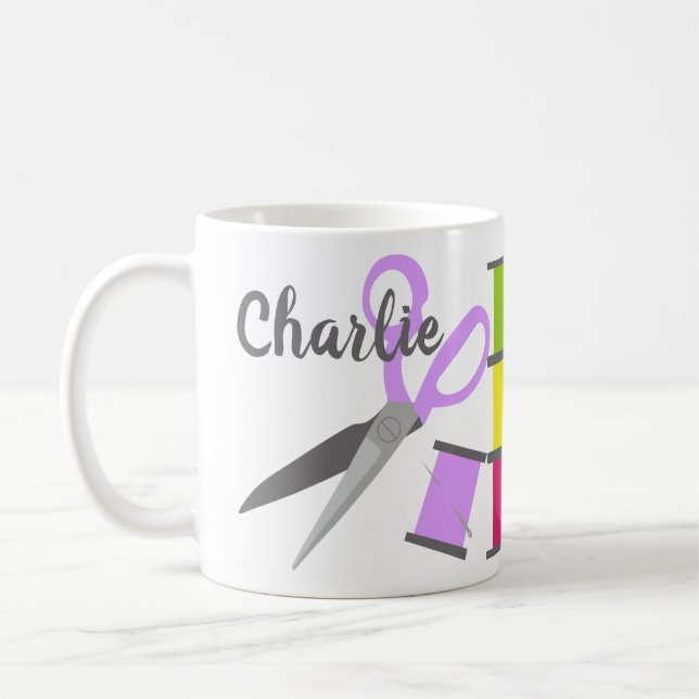 Personalized Sewing Notions Coffee Mug (Left)