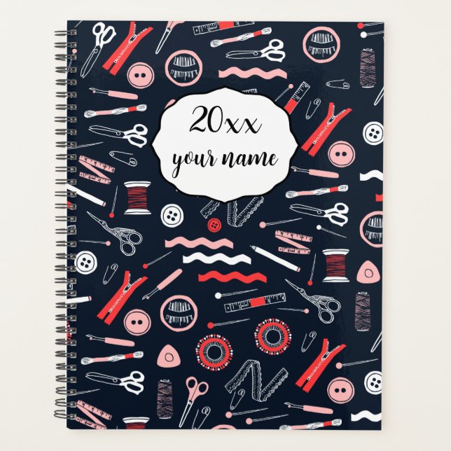Personalized Sewing Theme Planner Notebook (Front)