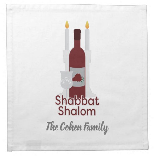 Personalized Shabbat Shalom challah cover Cloth Napkin