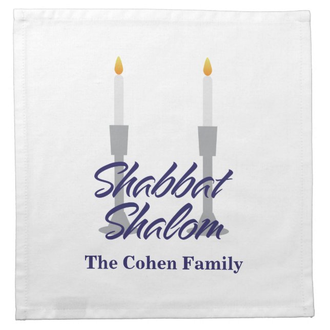 Personalized Shabbat Shalom challah cover Cloth Napkin (Front)