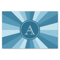 Personalized Shades of Blue Color Wheel Monogram Tissue Paper