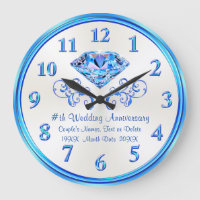 Personalized Shades of Blues Anniversary Clock