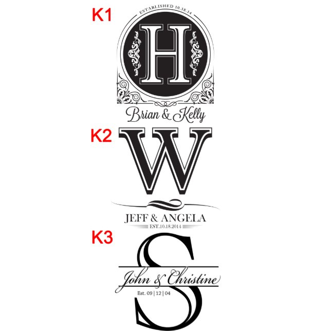 Etched Champagne Flutes Monogram - Design: K3 - Everything Etched