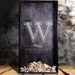 Personalized Shadow Box with Monogram Engraving<br><div class="desc">Your personalized Shadow Box 19"x35"x2.75" (a.k.a. Drop Box) is handmade of pinewood and stained with either classic black or bombay mahogany. The shadow box can hold about 400 wine corks or a lot of beer caps and the glass front is exquisitely laser etched with any one of our stunning designs...</div>