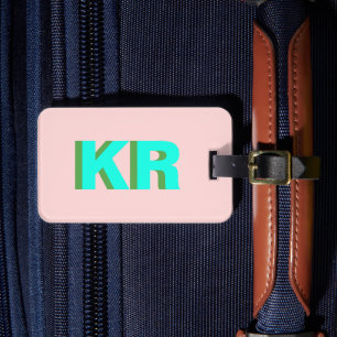 Personalized Shadow Monogram Block Letter Luggage Tag