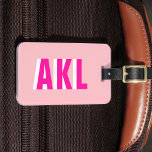 Personalized Shadow Monogram Block Letters Pink Luggage Tag<br><div class="desc">A modern stylish pink shadow monogram custom luggage tag. Easy to customize. Makes a great gift for friends,  family,  bridesmaids,  coworkers,  college students,  travelers,  and more.</div>