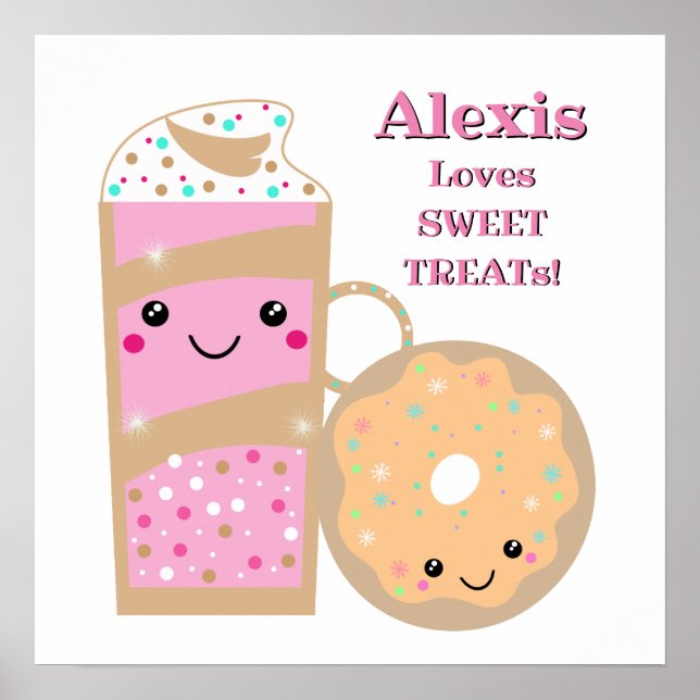 Personalized Shake And Donut Sweet Treats Poster (Front)