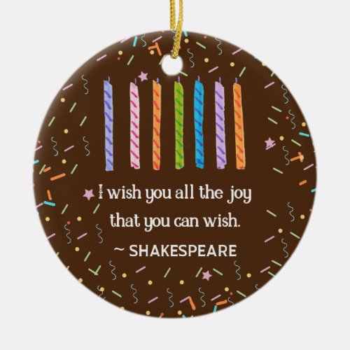 Personalized Shakespeare Birthday Chocolate Cake Ceramic Ornament