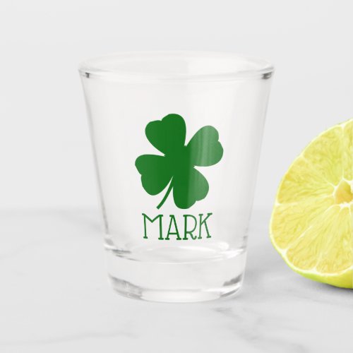 Personalized Shamrock Clover Leaf Simple Green Shot Glass