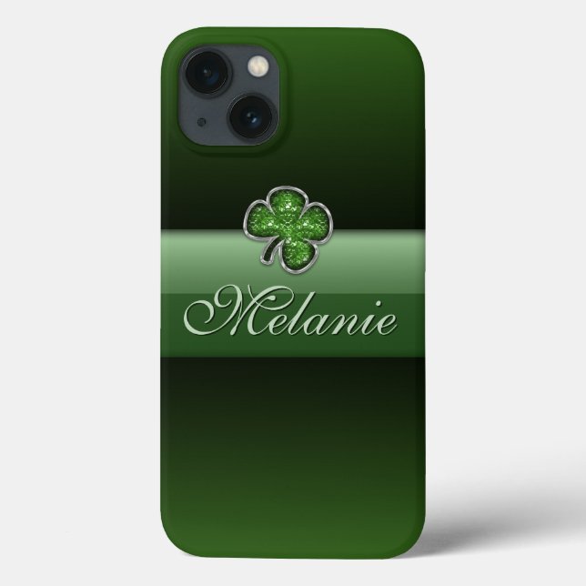 Personalized Shamrock Gem iPhone 13 Case (Back)