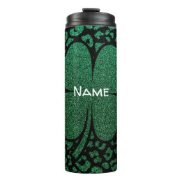 Personalized Shamrock Glitter Thermal Tumbler