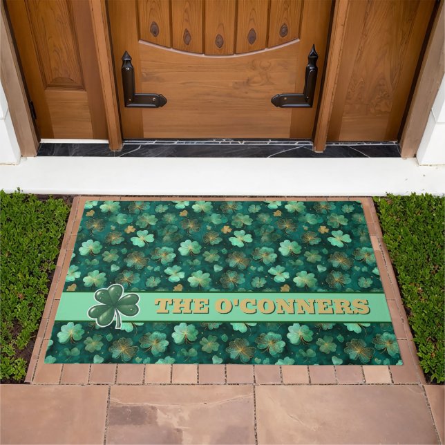 Personalized Shamrock Pattern Design  Doormat (Outdoor)