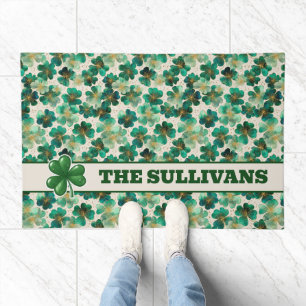 Personalized Shamrock Pattern Design Doormat