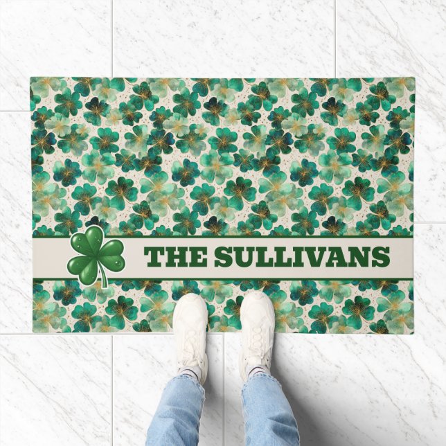 Personalized Shamrock Pattern Design  Doormat (Indoor)