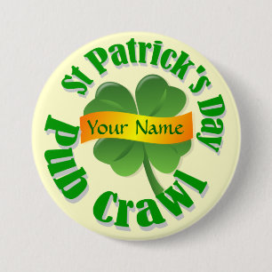 Personalized shamrock St Patrick's Button