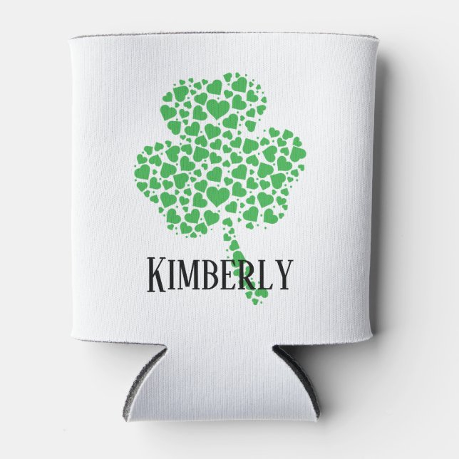 Personalized Shamrock St Patrick's Day Can Cooler (Front)