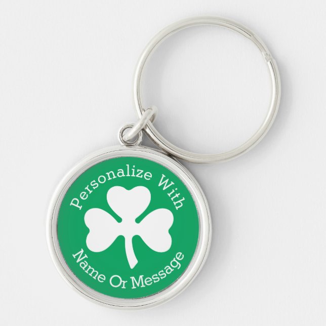 PERSONALIZED Shamrock St Patricks Day Keychain (Front)