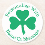 PERSONALIZED Shamrock St Patricks Day Round Paper Coaster<br><div class="desc">A simple shamrock graphic to celebrate St. Patrick's Day. This design is good to celebrate St. Paddy's day with a little green,  or pay homage to your Irish heritage.</div>