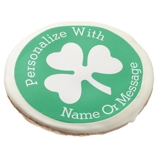 PERSONALIZED Shamrock St Patricks Day Sugar Cookie (Angled)
