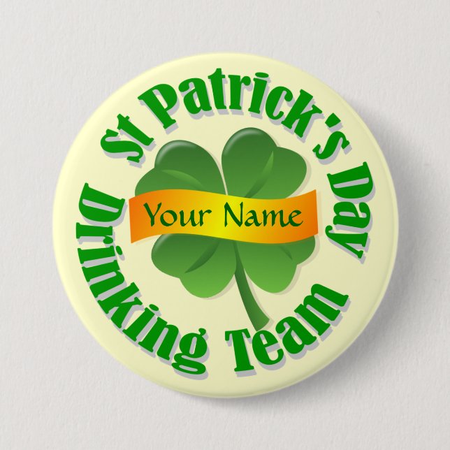 Personalized shamrock St Patrick's Pinback Button (Front)