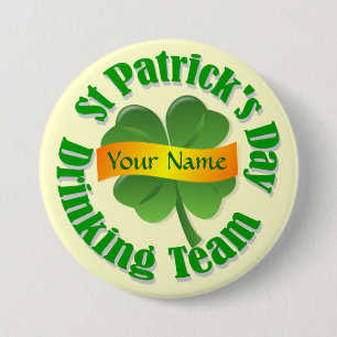 Personalized shamrock St Patrick's Pinback Button