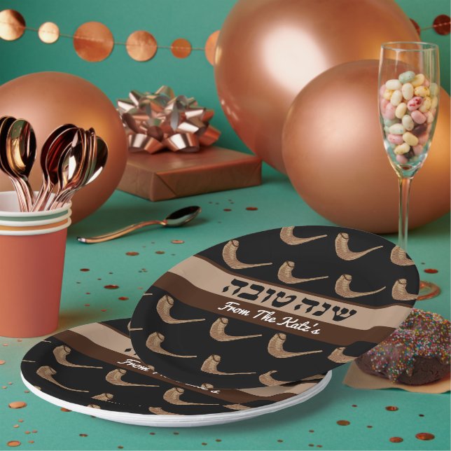 Personalized Shanah Tova Shofer Paper Plates (Multi)