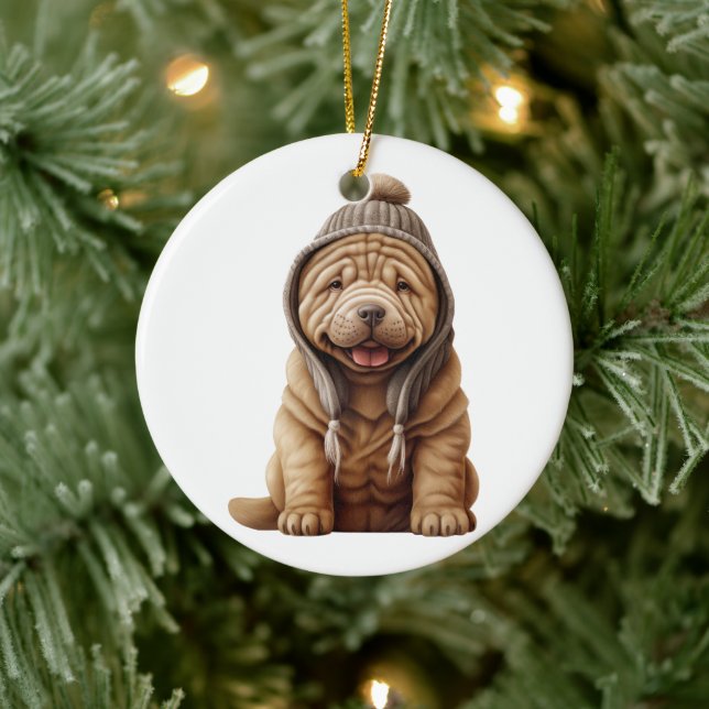 Personalized Shar-Pei Dog Ceramic Ornament (Tree)