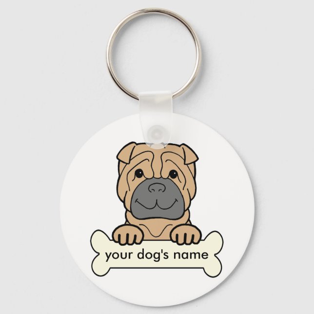 Personalized Shar-Pei Keychain (Front)