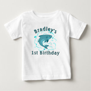 Personalized Shark 1st Birthday Baby T-Shirt