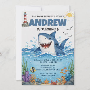 Personalized Shark Birthday party Invitation