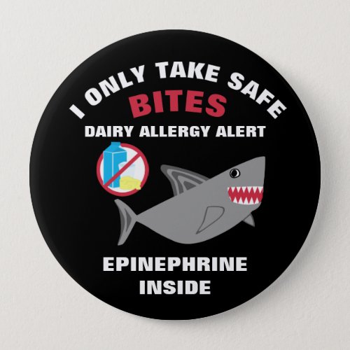 Personalized Shark Dairy Allergy Alert Pin