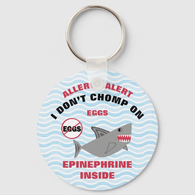 Personalized Shark Egg Allergy Epinephrine Kids Keychain (Front)