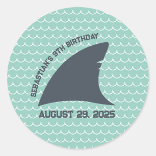 Personalized Shark Fin Sticker Aqua & White Wave