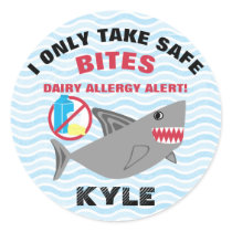 Personalized Shark No Dairy Allergy Alert Labels