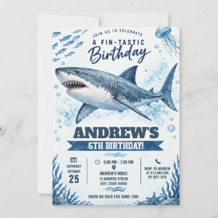 Personalized Shark Ocean Birthday Invitation