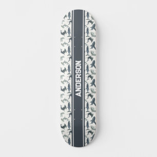Personalized Shark Skateboard Watercolor Sharks