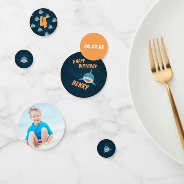 Personalized Shark Theme Birthday Party Confetti (Group)