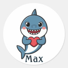 Personalized Shark Valentine Sticker for Boys