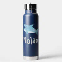 Boys Cute Blue Ocean Shark Kids School Water Bottle, Zazzle in 2023