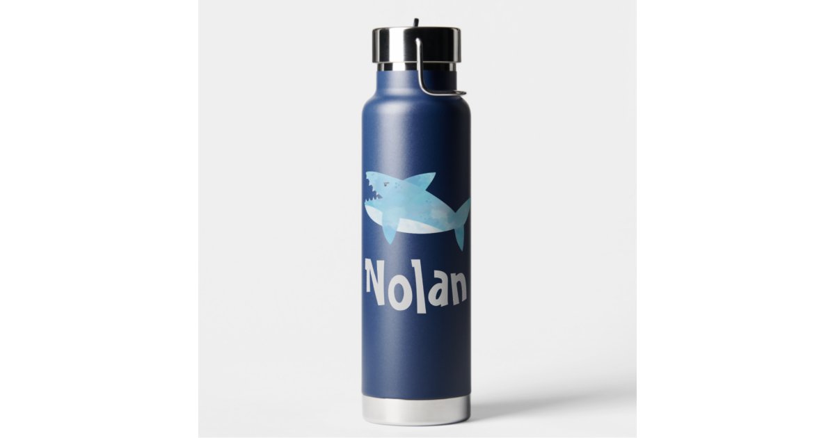 Boys Cute Blue Ocean Shark Kids School Water Bottle, Zazzle in 2023