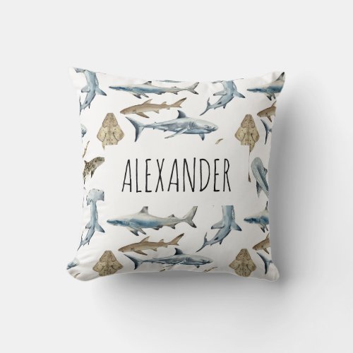 Personalized Sharks Throw Pillow