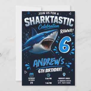 Personalized Sharktastic Birthday Invitation